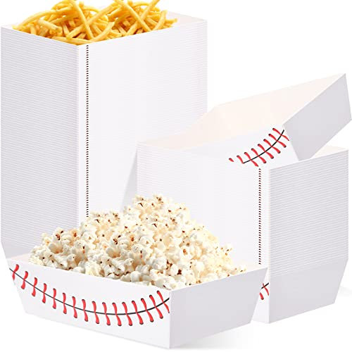 200 Pieces Baseball Party Paper Food Trays Baseball Party Supplies Nacho Food Tray Snack Candy Holder Trays Disposable Serving Trays for Baseball Party Decorations Food Holder Trays