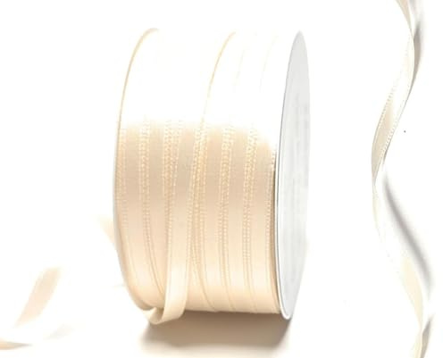 s.dekoda Satinband 50m x 6mm Creme - Elfenbein Schleifenband Dekoband Satin