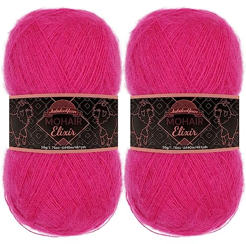 JubileeYarn Stickgarn, Mohair Elixir, 50 g/nystan babyull, mix, kerub, 2 nystan