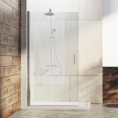 IMPTS Drehbar Walk in Duschwand Dusche 90x195cm Nischentür Duschtür Duschtrennwand Schwingtür aus 6mm klar ESG Glas mit Nano Beschichtung