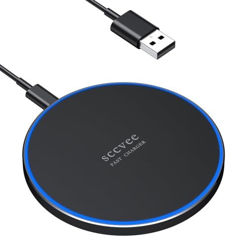 Caricatore wireless, Caricatore senza fili veloce fino a 20W compatibile con Samsung Galaxy S24/S23/S22/S21/S20/S10, compatibile con iPhone 12/13/14/15/16 serie.