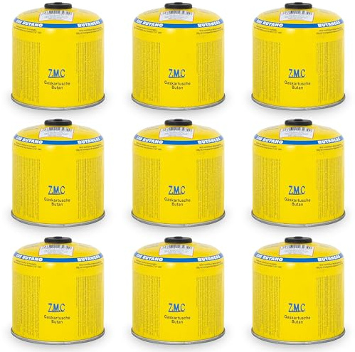 Z.M.C 9 x gaspatroner 500 g, propan/butan gas 990 ml, gaspatron EN417, eurogänga skruvgängningsanslutning, skruvpatron för ogräsbrännare, universell tryckgasburk med skruvventil