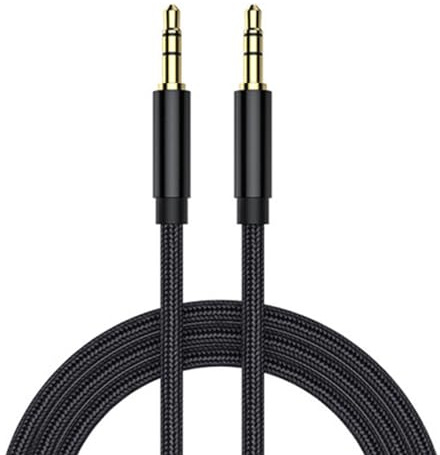 fxwtich Cavo stereo comodo intrecciato 3,5 mm AUX cavo ausiliario nero 1,5 m