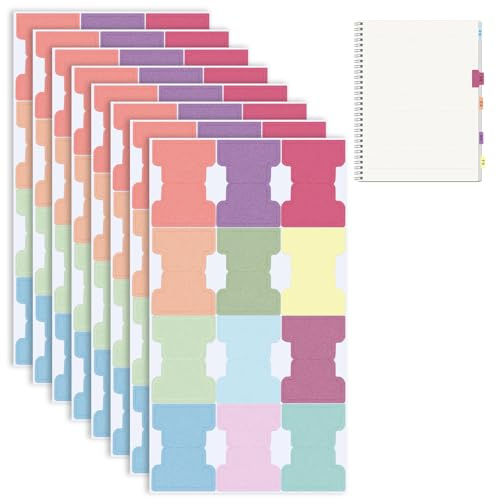 Mozeat Lens Paquet de 96 onglets d'index adhésifs, onglets de notes autocollantes, onglets mensuels pastel, autocollants, onglets d'index colorés, marqueurs adhésifs, papier coloré pour la classificat