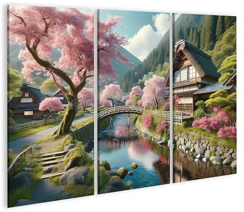 islandburner Image sur toile photoréaliste Japon pendant la saison des fleurs de cerisier. La scène comprend doucement ku images murales poster