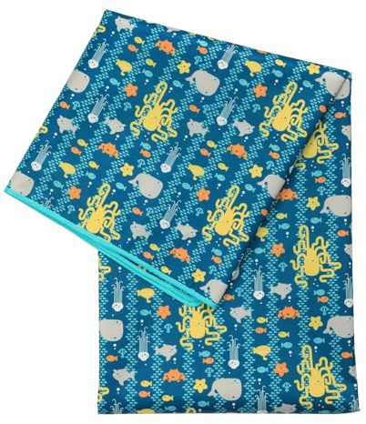 Treer Tapis pour Chaise Haute Bebe, Style Dessin Animé Tapis de Protection Sol Repas Bébé 130x130cm Tapis Antidérapant Tapis de Sol Bebe Pliable Imperméable (Animaux marins)
