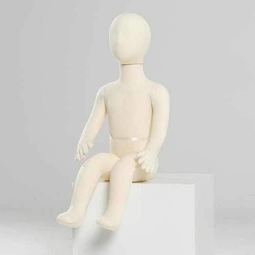 RENLXFI 1 3 5 7 9 Jahre Alte Bewegliche Schaufensterpuppe, Ganzkörper Sitzend, Unisex-Nähpuppe Für Kinder Mit Flexiblem Kopf Und Biegsamen Armen Und Beinen, Schneiderpuppe(5 Year Old)