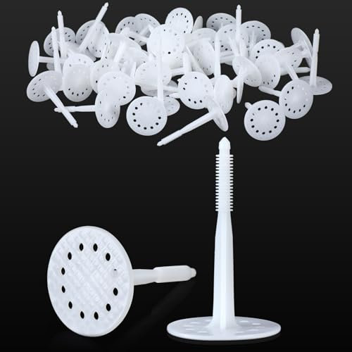 Wonderjune 250 Pcs 10 cm Heavy Duty Plastic Insulation Masonry Fasteners, Durable Anchors Fasteners for Fixing and Fastening Rigid Foam Insulation Board Panels