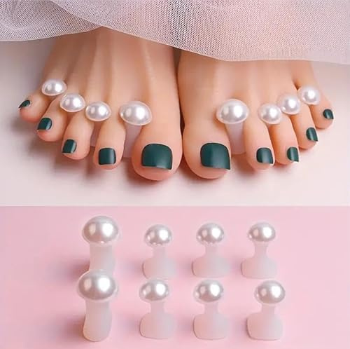Zehentrenner für Nagellack, Pediküre, Silikon-Zehenspreizer für Füße, Stretcher, Polierschutz, 16 Stück (Perle)