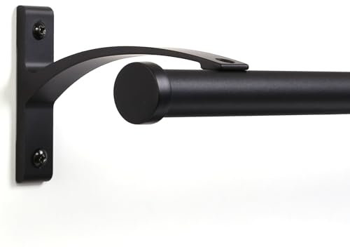 Deco-Raum Gardinenstange auf Maß Innenlauf Curve rund 20mm Wandbefestigung Wandträger mitte Lauf 11,5cm Vorhangstange Flächenvorhang Schiene Innenlaufstange für Vorhänge Schwarz-matt 510cm, geteilt