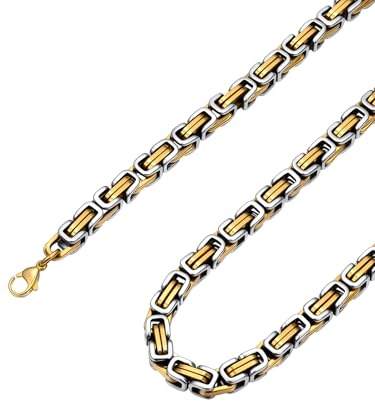 ChainsPro Königskette für Herren Damen Byzantinische Halskette Edelstahl 4/6mm breit Schmuck Silber,Gold & Silber und Gold schwarze Mischung 46-76cm klassisches und edles Geschenk