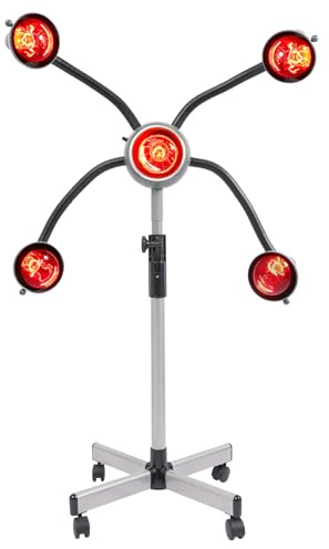 DeeDuud Infrarotlampe Wärmelampe 750W, 5-Kopf Infrarot Lampen Höhenverstellbar Rotlichtlampe Infrarottherapie