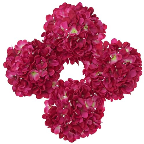 Oairse Set of 4 Artificial Hydrangea Flowers Diameter 19cm Large Faux Silk Flower Heads with Stems for DIY Floral Arrangements, Wedding Bridal Bouquets, Centrepieces, Home Party Event Decoration