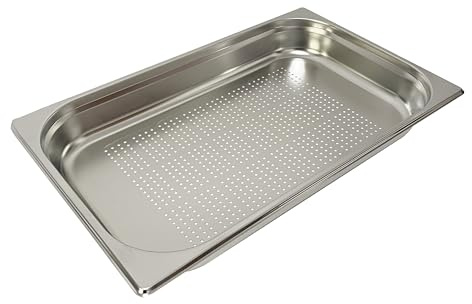 Baki Stainless Steel Gastronorm Container 1/1 Perforated Food Pan 20, 40, 65, 100, and 150 mm Deep (65mm Deep)
