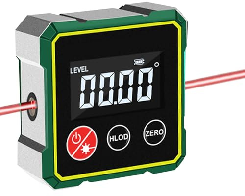 Magnetischer Digitaler Winkelsucher mit Elektronischem Laser, Winkelsuchgerät mit starkem Magnetfuß, Digitaler Winkelmesser Neigungsmesser Laser Wasserwaage mit LCD für die Holzbearbeitung (1P)
