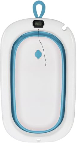 Vasca da bagno per bambini (0-9 anni) con Indicatore di Temperatura – Vasca da bagno pieghevole per la doccia, per neonati, vasca pieghevole per tutta la famiglia-80 * 50 * 23 cm-blu