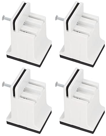 RASTKY Raised Bed Blocks, 4pcs Furniture Risers with Screw Clamp Rubber Couch for Heavy Duty Black Table Desk Feet Leg Riser Cabinet Sofa Lifting (White)