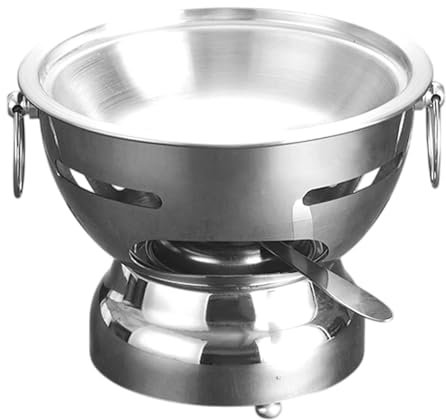 Premium Edelstahl Chafing Dish mit Griff, ideal für Familienfeiern und Camping, langlebige Kochtöpfe für Suppen und Kochen, Silber