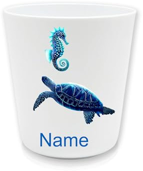 Kinderbecher Kunststoff mit Namen, Schildkröte | Personalisiert, Zahnputzbecher, BPA frei