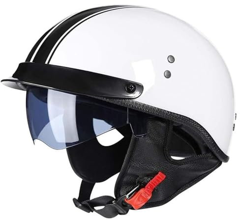 Mezzo Casco Jet Caschi Moto Retrò Casco Scodella Portatile, ECE Omologato Mezzo Elmetto Da Moto Retrò Caschi Scooter Casco Jet Da Motociclista Per Uomo Donna Biker Cruiser A,L