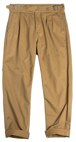 Relaxed Fit Lätta arbetsbyxor för män Raka Western Gurkha-byxor Herr bomull Retro avsmalnande ben byxa platt fram