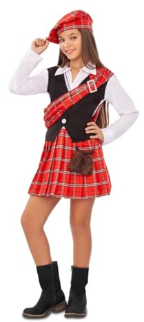 My Other Me - Costume scozzese da bambina, taglia 7-9 anni. Include abito a tre pezzi, mantello scozzese, borsa marrone e berretto abbinato alla gonna. Un look tradizionale con molto stile e fascino