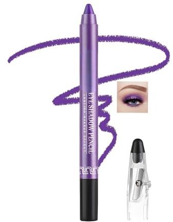 Eyeshadow Pencil, Pearlescent Purple Colour, 2-Piece Set With Sharpener | Pointed Applicator, Black End, Direct Eyelid Application And Brush-Free Blending, For Everyday Makeup And Defined Eye Looks