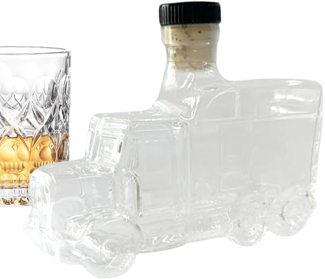 Whisky Decanter - Half Truck Design - Alcohol Bottle, 375 ml Vintage Alcohol Container | Stopper Function, Conversation, Wedding Birthday Gift Idea, Hosting Party For Whi