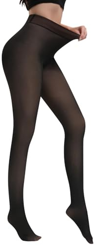 Thermo Strumpfhosen Damen Winter Thermo Leggings Damen Gefütterte Strumpfhose Damen mit Weichem Fleece Futter Wärmende (DE/NL/SE/PL, Alphanumerisch, S, M, Regular, Regular, Schwarz 80g)