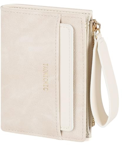 RRANCharltu Portemonnaie Damen klein,Mini Geldbörse PU-Leder,Weiß | Kleiner Geldbeutel Damen,Reißverschluss-Armband,Portmonee Kunstleder,Münzfach,ID-Fenster,Abnehmbares Kartenfächer,Tragbar