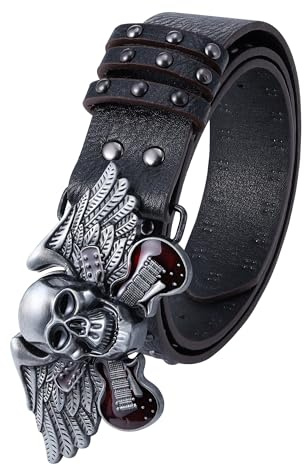 Manfnee Nietengürtel Metall Punk Rock Nietengürtel für Männer Frauen Ledergürtel für Jeans Hosen