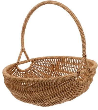 BCOATH Imitazione Rattan con Manici Portapane e Contenitore per Frutta e Decorativo e Facile da Pulire Colore Marrone e Ristorante