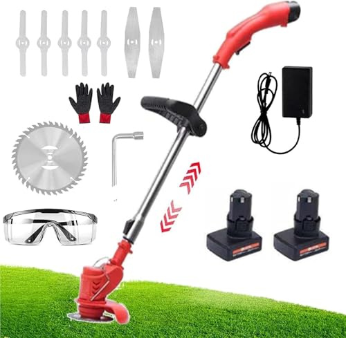 Tagliaerba TT con 2 Batterie, Tagliaerba Elettrico Tosaerba Edger 24v 4000mah Kit Decespugliatore per Erba A Batteria agli Ioni di Litio Tagliaerba Telescopico Leggero Attrezzi, 12v, 2 Battery