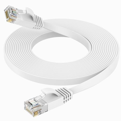Ercielook Câble Ethernet Cat6 8m Plat - 1 Gbit/s LAN pour Routeur | RJ45 Câble Internet Haut Débit, compatible switch, PC, TV, modem. Idéal pour réseau domestique et bureau.