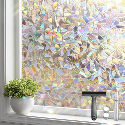 Mgood Vinilos para Cristales, Vinilo Ventana Privacidad, 30 x 100 cm | Efecto Arcoíris, Decorativo, Electrostático, Protección UV, Reutilizable, para Dormitorio, Hogar, Oficina y Puertas