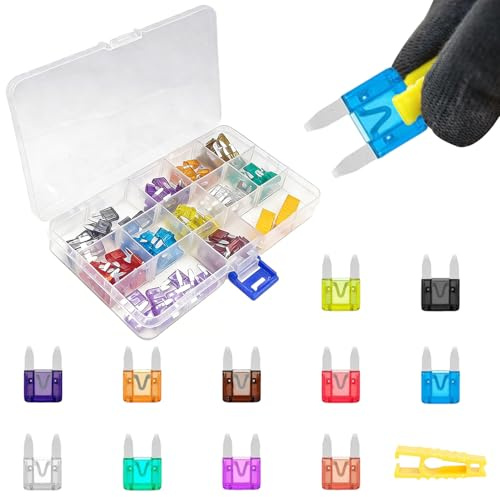 110Pcs Mini Blade Fuses, 2A-40A Car Fuses, Car Fuse Assorted Kit, Cars Fuse Kit, Cars Fu/se Mini, 11 Values Automotive Replacement Set for Trucks, SUVs, Boat RV Motorcycle Applications