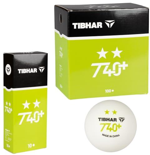 Tibhar Tischtennis-Ball T40+ ** 2 Sterne |10 oder 100 Stück | weiß | Trainingsball für Profis auf Wettkampfniveau aus ABS-Plastik