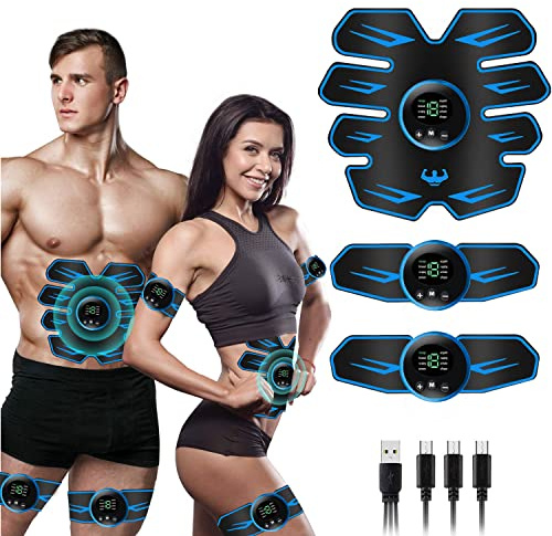 AILEDA Electroestimulador Muscular,EMS Estimulación focalizada de los Abdominales,8 Modos y 19 Intensidades,para la construcción de músculo,Tactical Electroestimulador Cuerpo Interior y Exterior