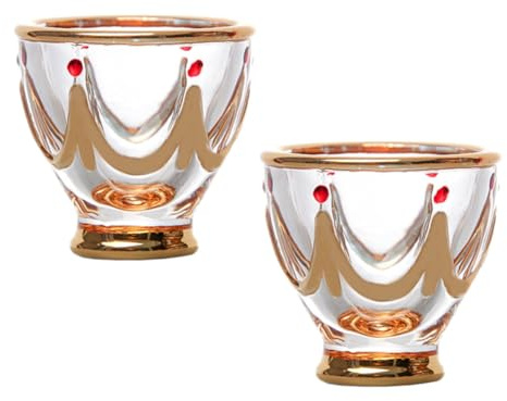 Operitacx 2 Copas de Vino Pequeñas de Vidrio Dorado Diseño de Estilo Medio Oriente, Resistentes al Desgaste Decoración del Hogar