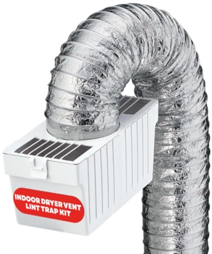Deflecto Dryer Lint Trap Kit for Electric Dryers, Indoor Venting with 4-Inch Diameter x 5-Foot Supurr-Flex Flexible Metallic Duct, Clamps Included, Easy Installation