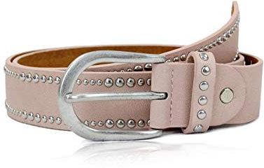 irisaa Damen Gürtel Nietengürtel 2 reihig kürzbar | Jeansgürtel im Vintage-Look 3.4 CM breit, Länge:95, Farbe GZ552:Pink