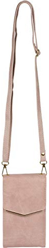 styleBREAKER Damen Mini Umhängetasche V-Klappe Karten | 10,5x18x4 cm Crossbody-Bag, 2 Hauptfächer, 6 Steckplätze, Reißverschlussfach, 76-139 cm Schulterriemen, Metall-Detail.
