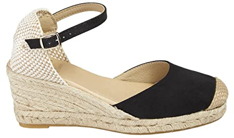 Alpargatas Cuña Cómoda Mujer Hechas en España - Sandalias Yute Natural | Plantilla Foam Acolchada, Cierre Hebilla y Tejido Técnico Transpirable - Zapatos Artesanales Cómodos para Verano y Caminar