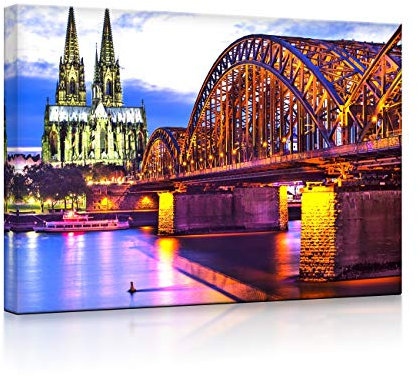 lightbox multicolor | Beleuchtete Wandbilder | Wunderbare Hohenzollernbrücke bei Nacht | 100x70 cm | Fully Lighted