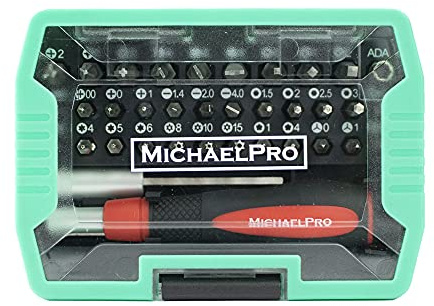 MichaelPro MP012008 37 Piece Security Bit Set, Professional Quality Magnetic Security Bit with Bit Handle and S2 Steel Bits for Home Electronics, Vehicles, Military, Aerospace