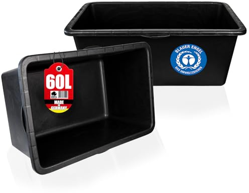BigDean Mörtelkasten 60 Liter Eckig Miniteich Pflanzkübel Blauem Engel | 71 x 40 x 29 cm, Speiswanne, Zementwanne, Mörtelwanne, Speisbütt, Made in Germany, Blauer Engel