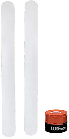 Protector para Pala de Padel Transparente Pack de Dos Unidades Protectores + Overgrip Comfort - Protector Pala Padel Transparente con Acabado Rugoso para Mayor Proteccion (2 Trans + Over Naranja)