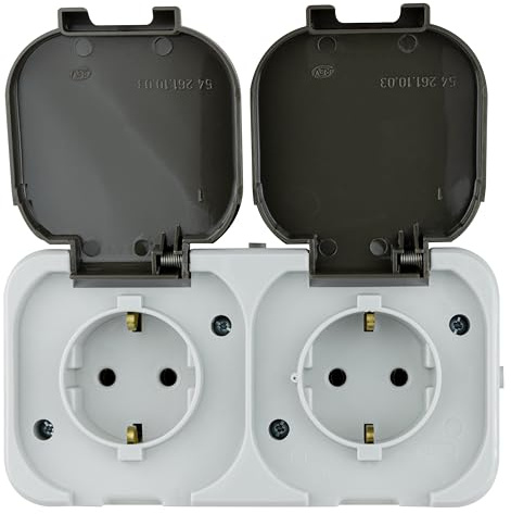 REV 0510227777 AquaTop Prise pour pièces humides IP44 unipolaire pré-câblée pour Montage en saillie Gris