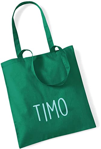 minimutz Jutebeutel bedruckt mit Name groß | Stofftasche Baumwolle inkl. Namensaufdruck für Jungen & Mädchen | Personalisierter Kinder-beutel Tragetasche für Krippe, Kindergarten, Schule
