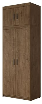 Mirjan24 Kleiderschrank Elena 2D, Drehtürenschrank, 2-türig Schrank, Farbauswahl, Weiß, Sonoma, Lefkas (Lefkas, mit Aufsatz)
